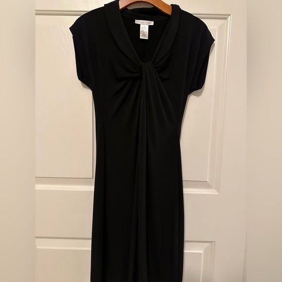 London Times Short Sleeve Black Sheath Knotted Bodice Dress Size 4 - Picture 2 of 7